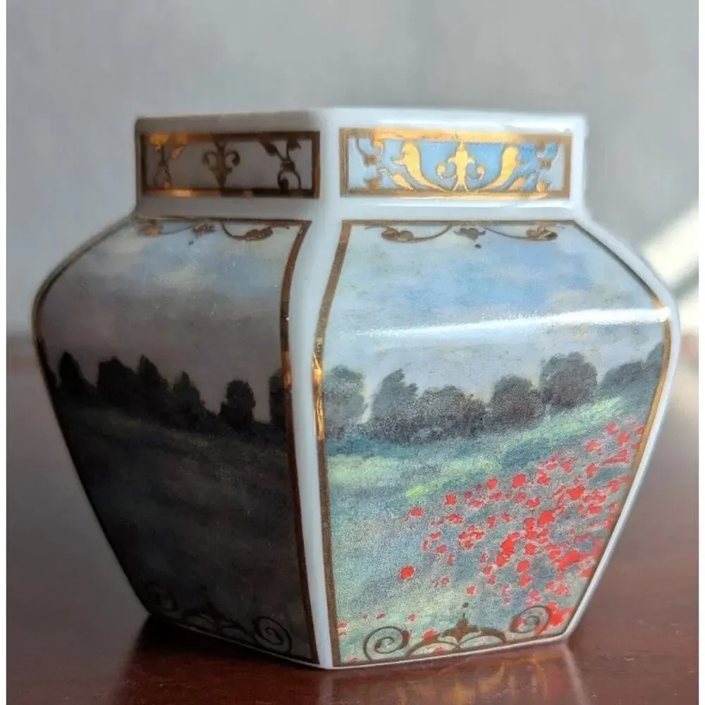 Vtg Goebel Artis Orbis Claude Monet Poppy Field Mini Vase Porcelain Germany